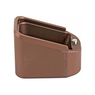 Brown metal bracket with a rectangular U-shaped slot and a small silver screw, viewed from the top side.