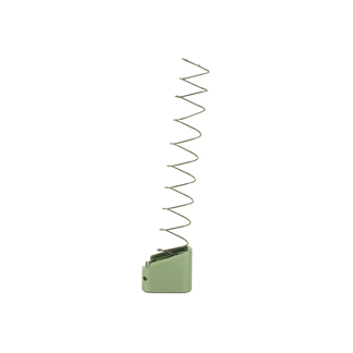 Green base with a tall, upright coiled metal spring extending from it.