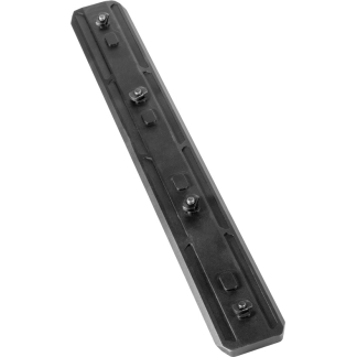 Long, slender black mounting rail with multiple bolts along its length.