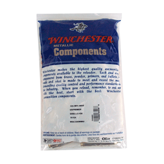 Blue Winchester bag labeled 'Metallic Components' containing reloading ammunition components for firearms.