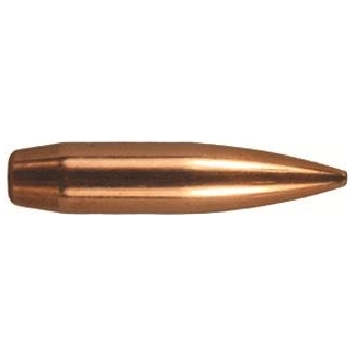 One copper-colored bullet centered on a white background? a single pointed cartridge.