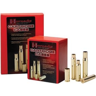 Red boxes labeled Cartridge Cases with brass cartridge shell casings arranged beside them on a white background.