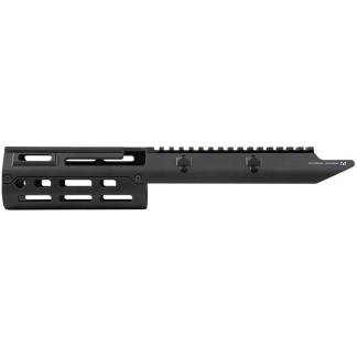 Black AR-style rifle handguard with top Picatinny rail and M-LOK slots