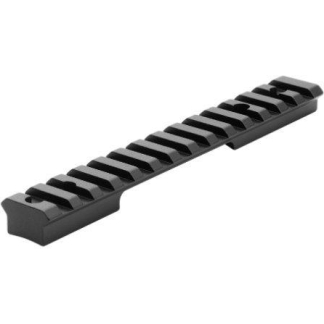 Long black Picatinny rail segment for mounting optics and accessories on firearms/systems