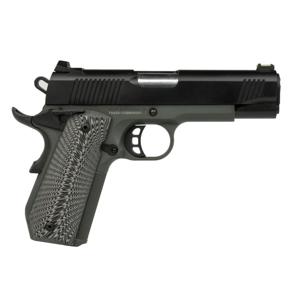 https3A2F2Fmediachattanoogashootingcom2Fimages2Fproduct2FMS101008022FSD10100802-1 | ATFirearms Side view of a black semi-automatic pistol with a gray frame and textured chevron grip on a white background of the product photo.