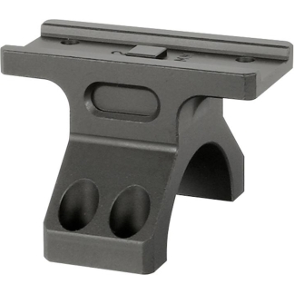 Gray pistol rail mount with aTop mounting rail for accessories and a two-hole base.