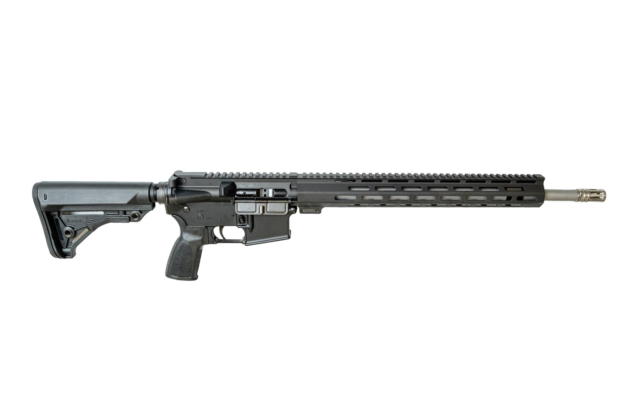 https3A2F2Fmediachattanoogashootingcom2Fimages2Fproduct2FOHOG032FOHOG03jpg | ATFirearms Black semi-automatic rifle shown in a left-side profile with an adjustable stock, long Picatinny rail, and muzzle to the right.