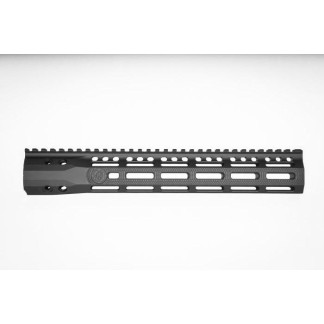 Black M-LOK rifle handguard with vented slots and top Picatinny rail for a modular AR-style firearm