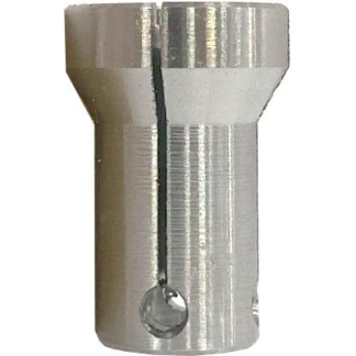 Metal cylindrical tool component featuring a vertical slot and a small detent ball at the base, likely a socket insert or plunger piece