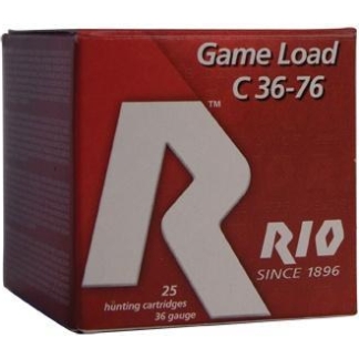 Rio Game Load shotgun cartridges box, C 36-76, 25 rounds, 36 gauge (brand: Rio)