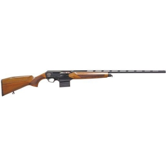 Bolt-action rifle with a wooden stock and long metal barrel laid horizontally.