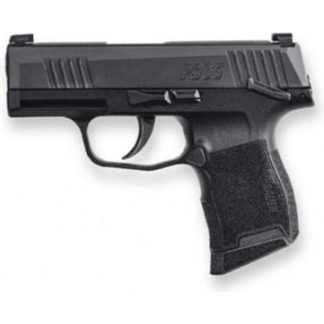 Side view of a black semi-automatic handgun on a white background, shown in profile with textured grip.