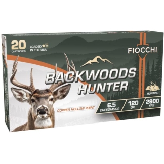 Fiocchi Backwoods Hunter Rifle Ammunition 6.5 Creedmoor 120gr HP 2900 fps 20/ct