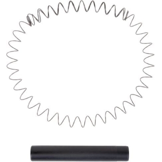 Large circular metal coil (spiral spring) laid flat above a black cylindrical rod or bar.