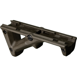 Close-up of a brown polymer handgun frame with rails and mounting grooves visible at the bottom edge of the image.