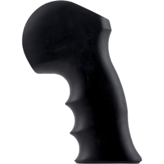 Black ergonomic grip with three finger grooves, shown in side view.