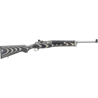 Bolt-action rifle with a zebra-striped wooden stock and long barrel shown in profile on a white background