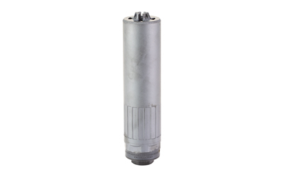 AC6MMHUB718_1jpg | ATFirearms Cylindrical metal cartridge-like component with a knurled midsection and threaded bottom, isolated on white.