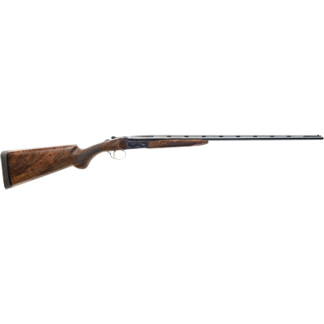 Profile view of a bolt-action hunting rifle with a wooden stock and long metal barrel against a white background.