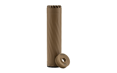 ANXX-35-FDE_2jpg | ATFirearms Brown cardboard tube standing upright with a separate circular ring/washer leaning against its base. Likely a packaging tube with a cap or spacer accessory.