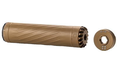 ANXX-45-FDE_1jpg | ATFirearms Tan lock-on bicycle handlebar grip with matching end cap, shown from side and end view.