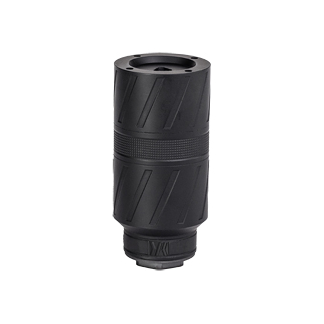 Black camera lens with a textured rubber grip and a mounting base visible at the bottom.
