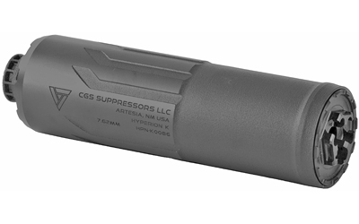 CGSHYPERION-K_3jpg | ATFirearms Cylindrical firearm suppressor (silencer) with CSS Suppressors LLC engraving, shown from the side.