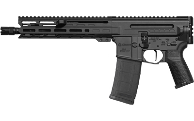 CMMG55A8D40-AB_1jpg | ATFirearms Black semi-automatic rifle with a quad-rail handguard and a detachable box magazine