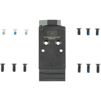 Black rectangular mounting jig with four large holes, surrounded by screws on a white background.