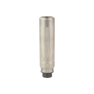 Cylindrical metal heater cartridge with a black connector at the base