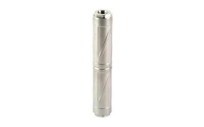 ENEA00_2jpg | ATFirearms Compact silver flashlight standing upright with textured grip and removable cap