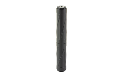 ENEA03_2jpg | ATFirearms Black cylindrical flashlight with a knurled grip, standing upright on a white background.