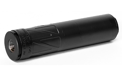 ENEA04_2jpg | ATFirearms Black cylindrical metal adapter with internal threads at one end and knurled grip-like pattern along the body.