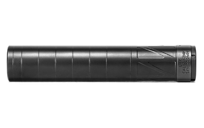 ENEA08_1jpg | ATFirearms Black cylindrical firearm suppressor (silencer) with a ribbed body and threaded end