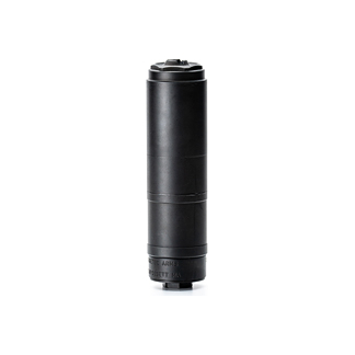 Black DSLR camera lens standing upright on a white background.