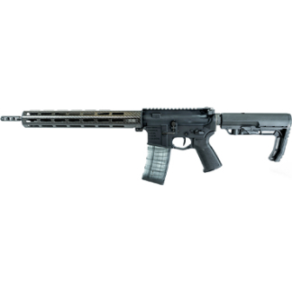 AR-style semi-automatic rifle with a long handguard, Picatinny rail, and a detachable magazine on a white background.