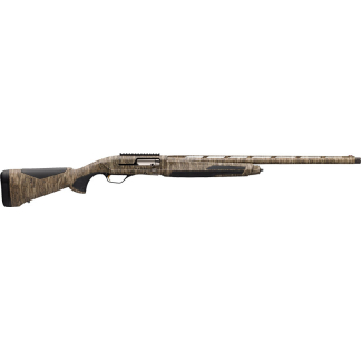 Camouflage-pattern semi-automatic rifle shown in side profile