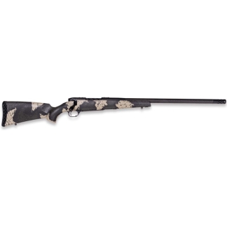 Camouflage-pattern hunting shotgun with a long barrel and pistol-grip stock, shown in profile from the side.