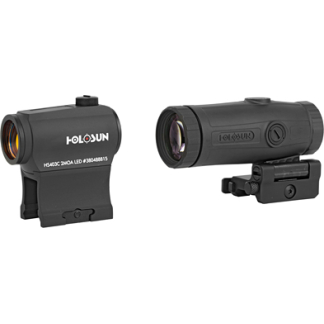 Two Folosun red dot sights with mounting hardware, shown from front and side views.