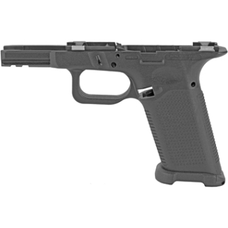 Semi-automatic handgun with a polymer frame, textured grip, and slide rails visible on top.