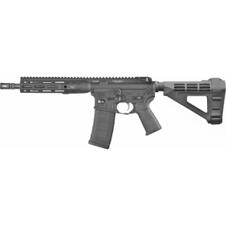 AR-15 style semi-automatic rifle with collapsible stock and a magazine inserted.