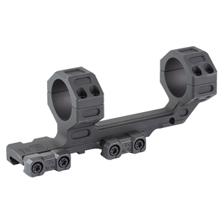Picatinny scope mount with two rings for attaching a rifle optic to a firearm.