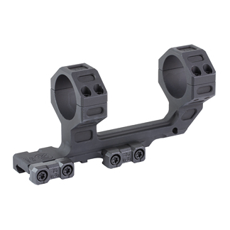 Two-ring rifle scope mount with a long base and integrated Picatinny rails for attaching a scope