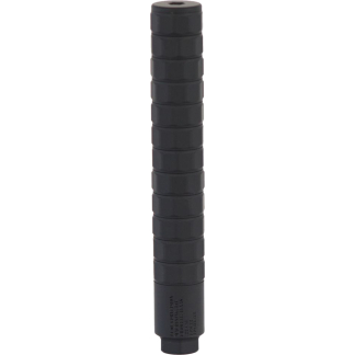 Tall black segmented plastic cylinder with evenly spaced ribbed rings along its length