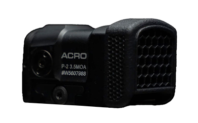 OHC-HC-AP2_1jpg | ATFirearms Compact black red-dot sight for firearms, labeled ACRO P-2 3.5 MOA, shown from the side with its lens facing left.