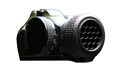 OHC-HC-MICRO_1jpg | ATFirearms Infrared/thermal imaging camera with a honeycomb vent at the front, black and compact.