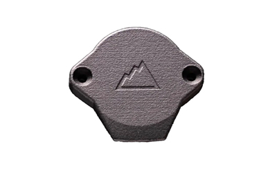 OHC-LC-SM_1jpg | ATFirearms Gray metal knob with two screw holes and an embossed mountain logo on the front surface.