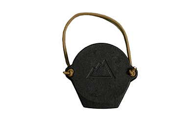 OHC-SC-3_1jpg | ATFirearms Black hexagonal tag with a brown leather strap and an embossed mountain logo in the center.