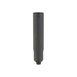 Tall black cylindrical microphone with a perforated mesh grille and a small base connector at the bottom.
