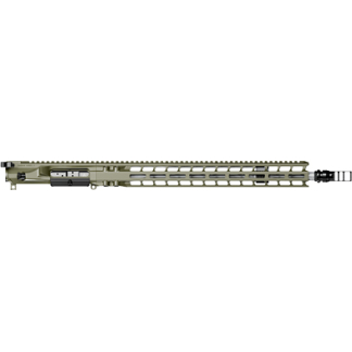 Long rifle upper receiver with tan free-float handguard and front sight rail, shown in side profile.